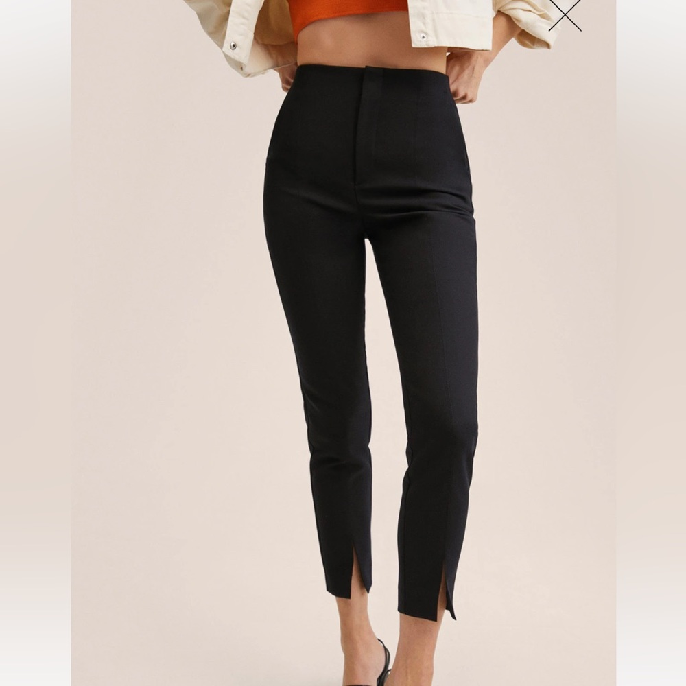 Mango Skinny Black Pants with slit Size 1